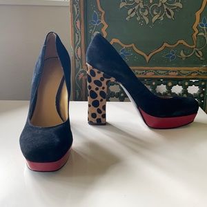 Platform color block heels